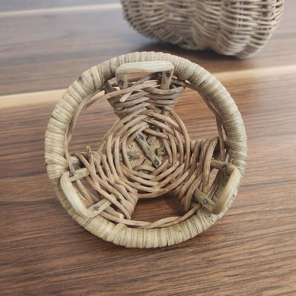 Antique Primitive Buttock Basket With Lid Snake Charmer Fisherman Garlic Vintage - Picture 6 of 14